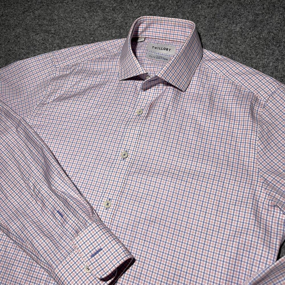 Twillory Dress Shirt Mens 15.5 34/35 Tailored Fit Safe Cotton Plaid Colorful
